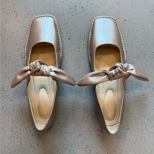 Jessica Simpson Metallic Gold Knot-Accent Slip-On Flats